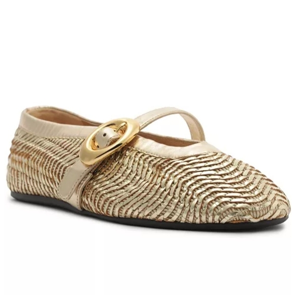 Arezzo Esme Ballet Elegant Gold Women's Flats Size 9B (Medium Width) NWT - Picture 2 of 11